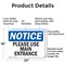 Signmission Please Use Main Entrance OSHA Notice Sign, Aluminum, 24in W x 18in L, 2PK OS-2PACK-NS-A-1824-L-17618 - alternate 7